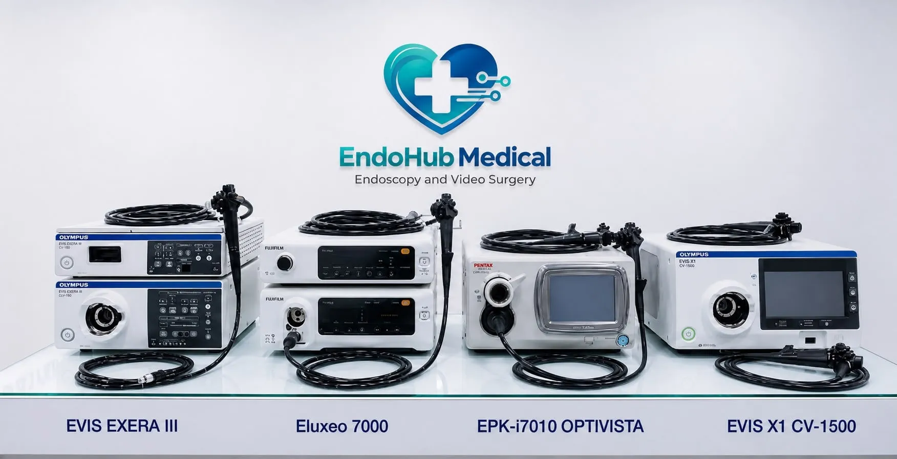 Torres de endoscopia Olympus, Fujinon y Pentax revisadas por los técnicos de EndoHub Medical